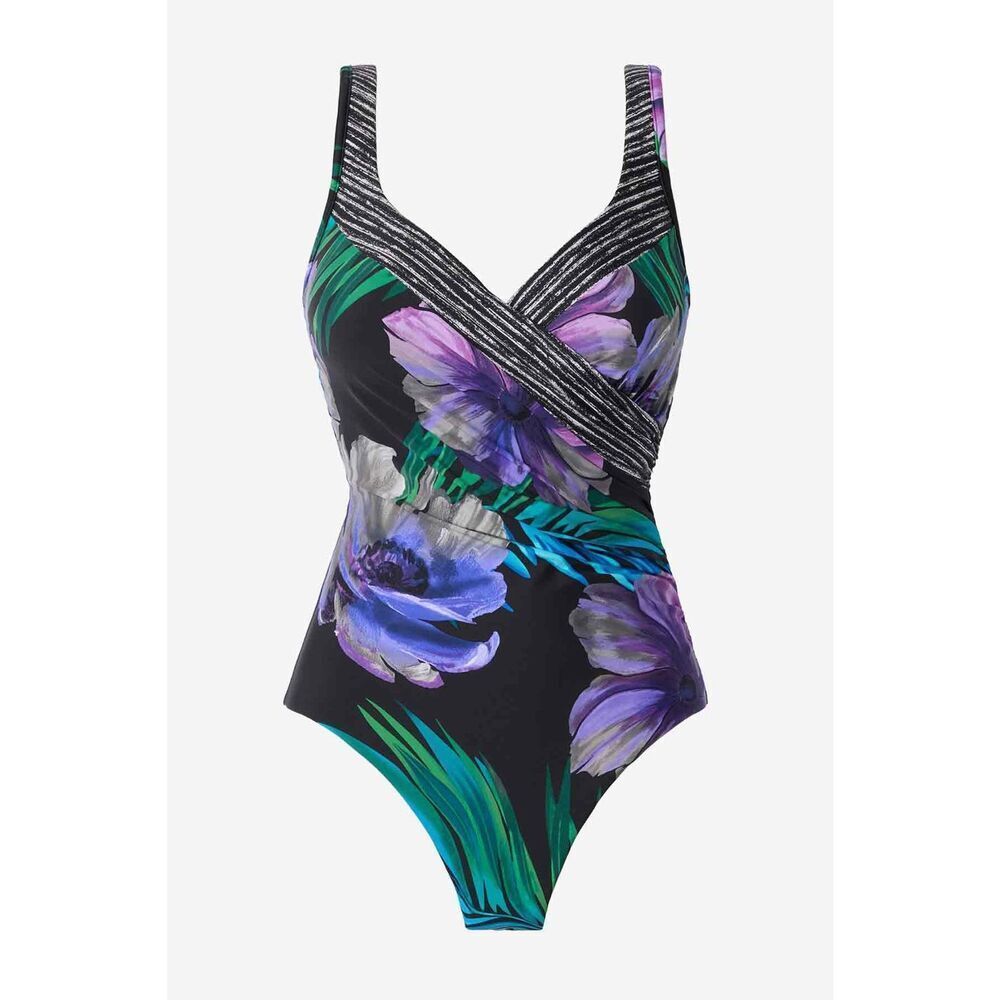 Miraclesuit Flora Aura It's A Wrap Underwire One Piece Black 14